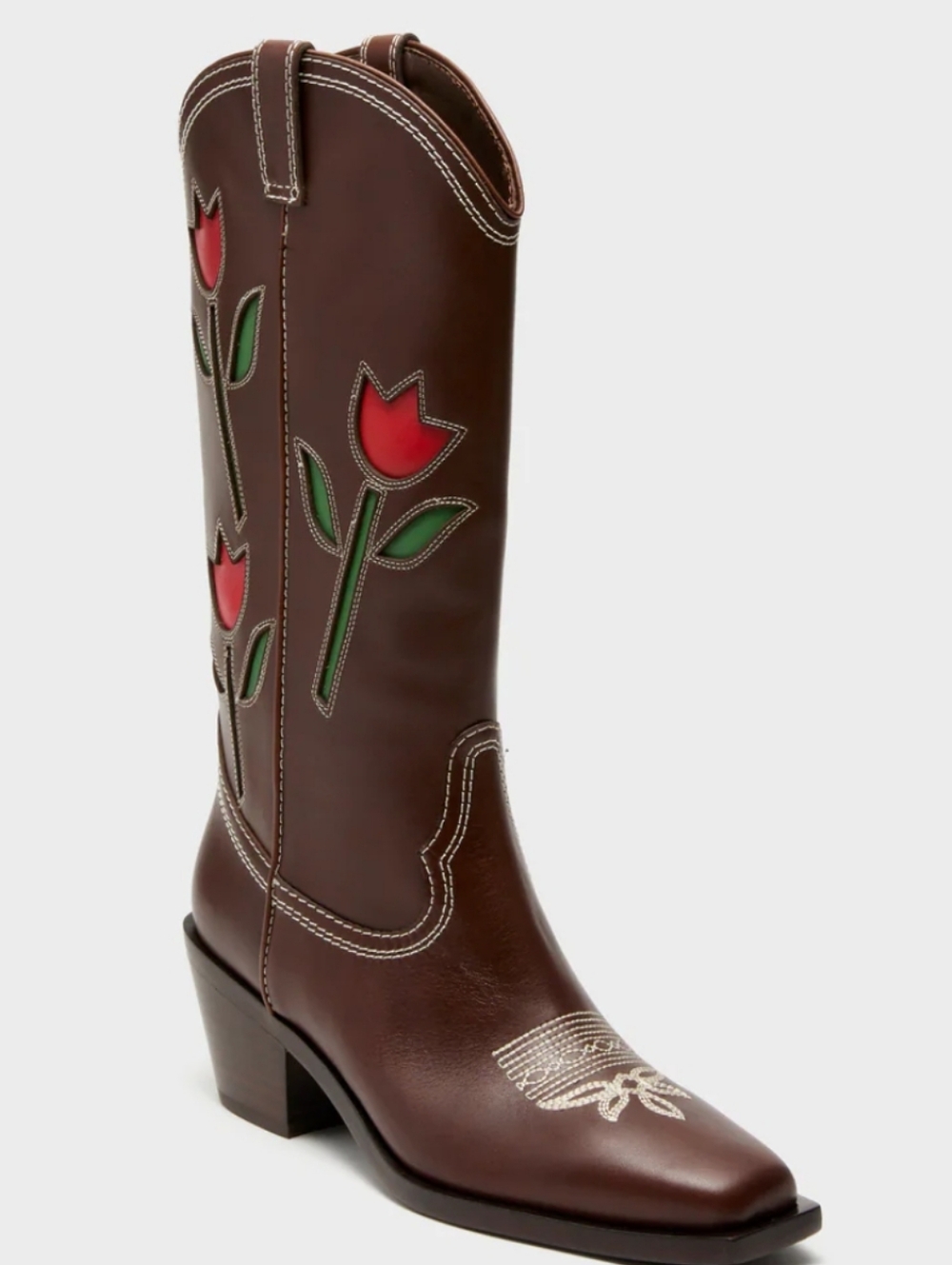 Randall Loeffler Espresso Vachetta with Tulips Wilder Boots...Size 9 - Picture 2 of 10
